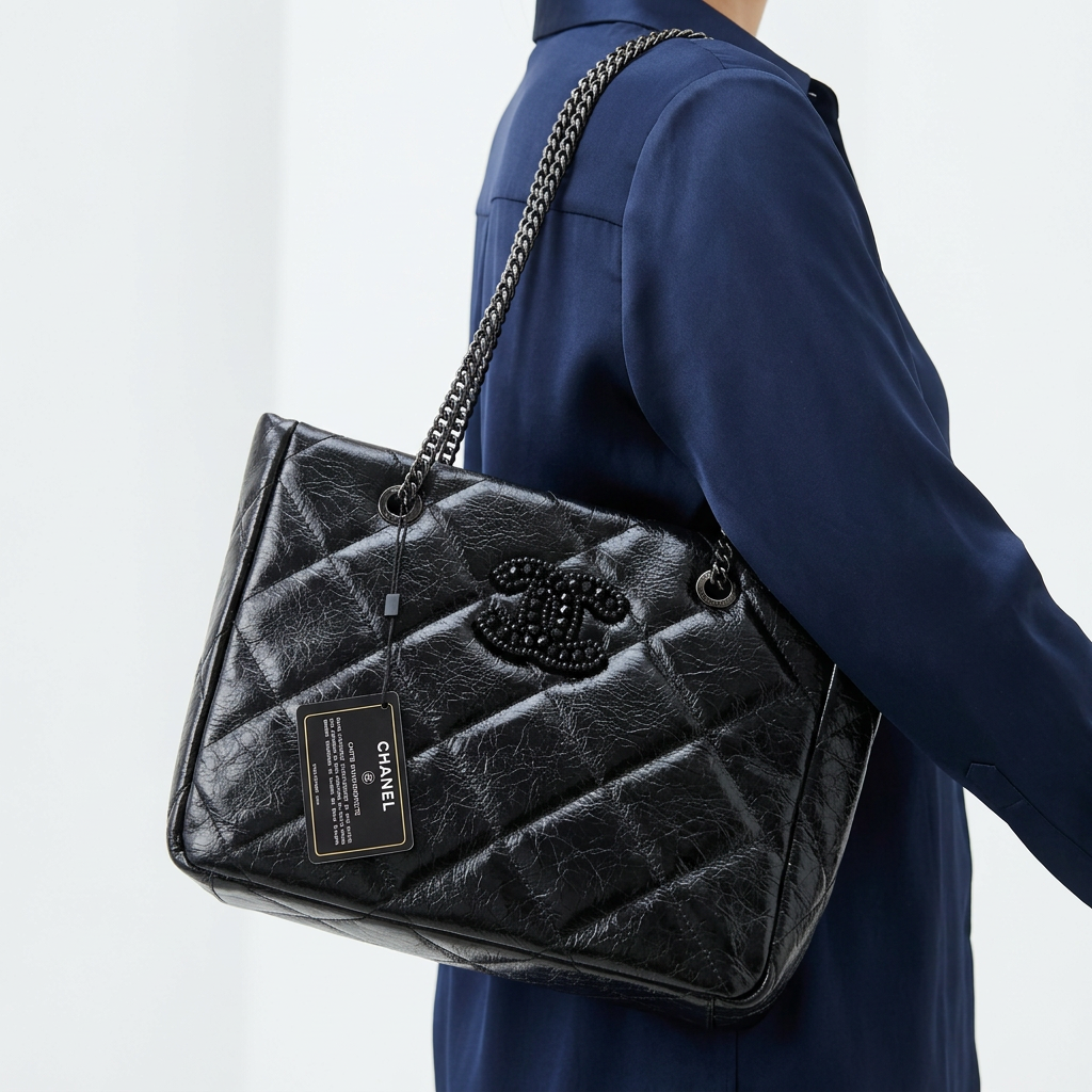 کیف زنانه مدل طرح چنل CHANEL سایز بزرگ با بند زنجیری شیک و مجلسی